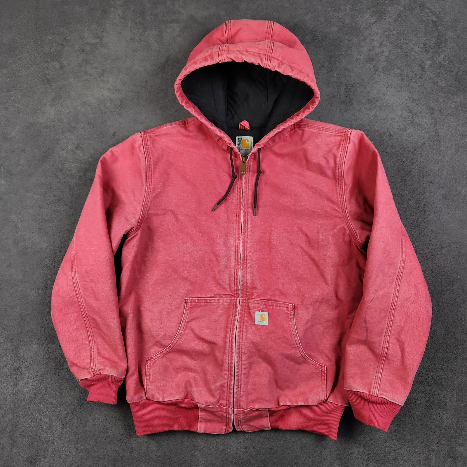 Carhartt Washed Duck Active Jacket Womens Medium 8 10 Crabapple Hooded Wj130-624